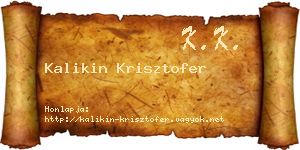 Kalikin Krisztofer névjegykártya